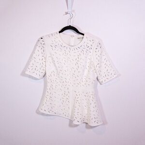 NEW Whistles Cut Out Floral Flower Panelled Asymmetrical Hem Blouse Shirt Top 4